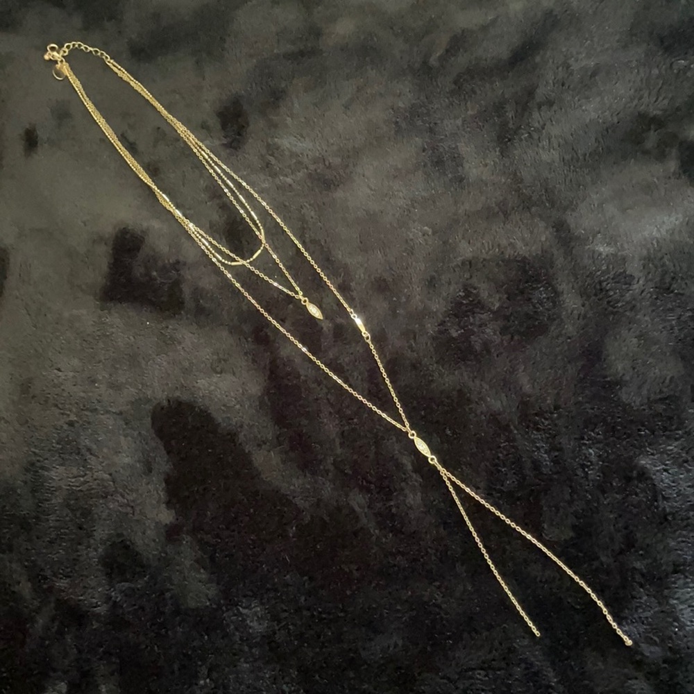 Gold, triple chain necklace
